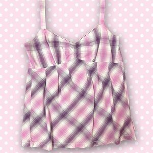 2000s plaid babydoll top 💜🪽